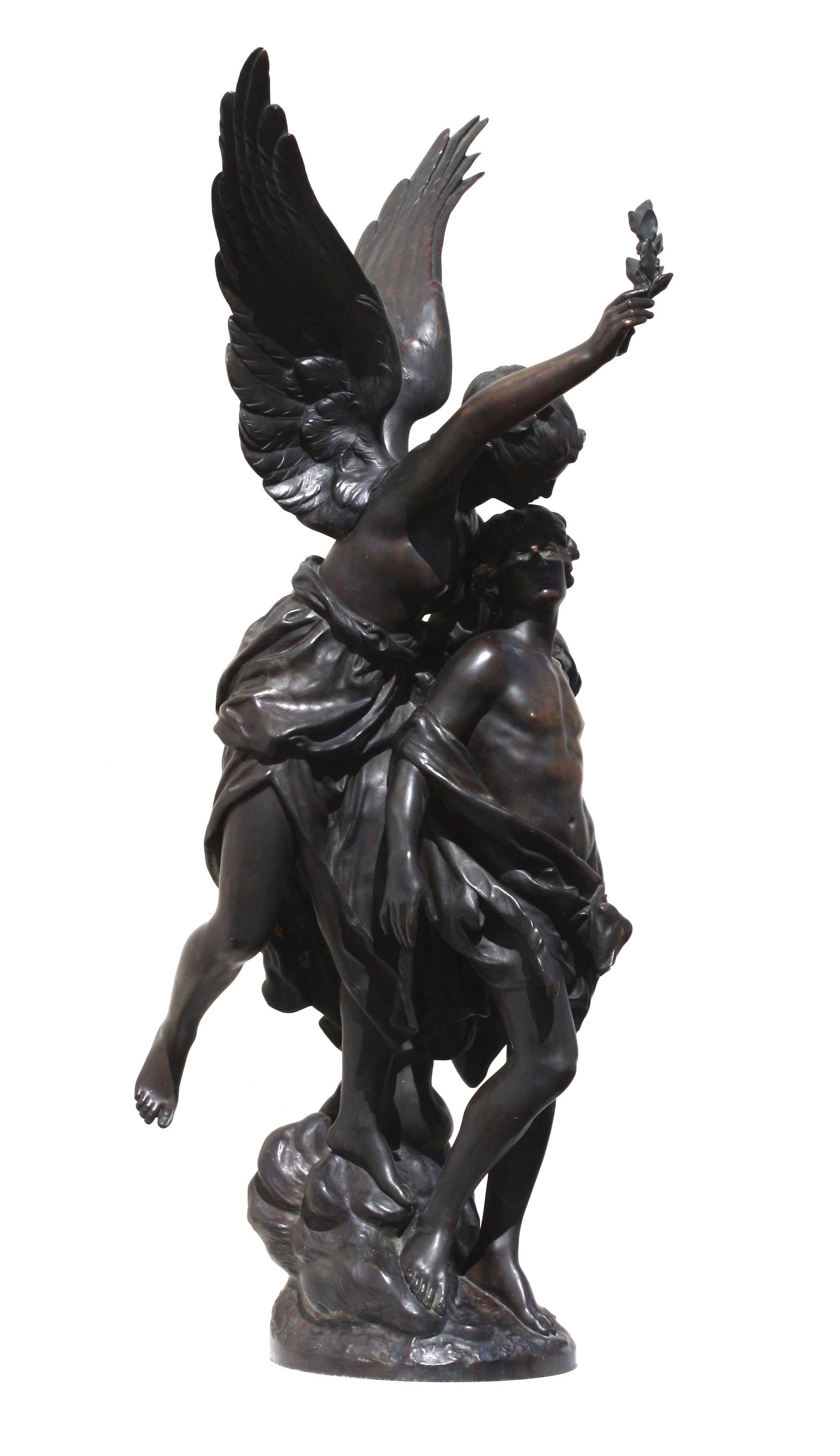 Mathurin Moreau, a Bronze Sculpture La Torche 'the Torch' 2