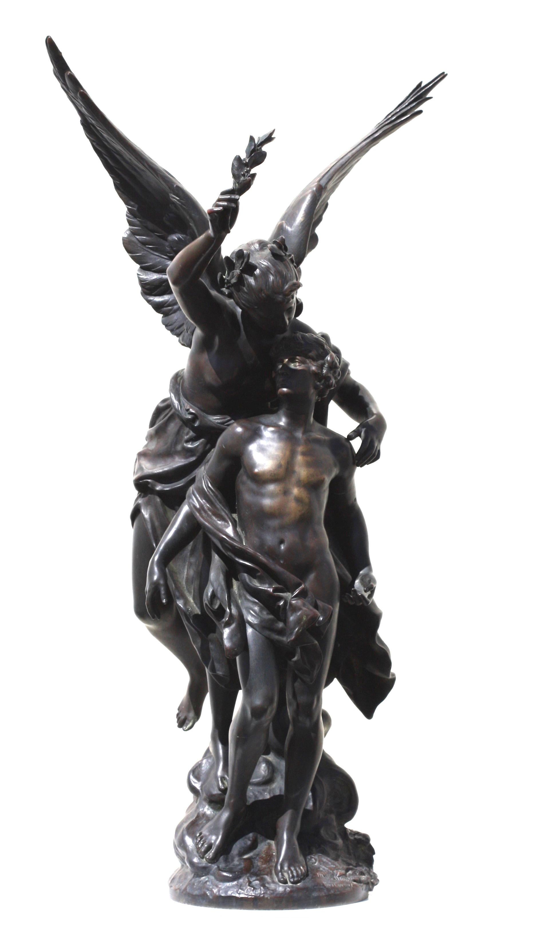 Mathurin Moreau, a Bronze Sculpture La Torche 'the Torch' 3