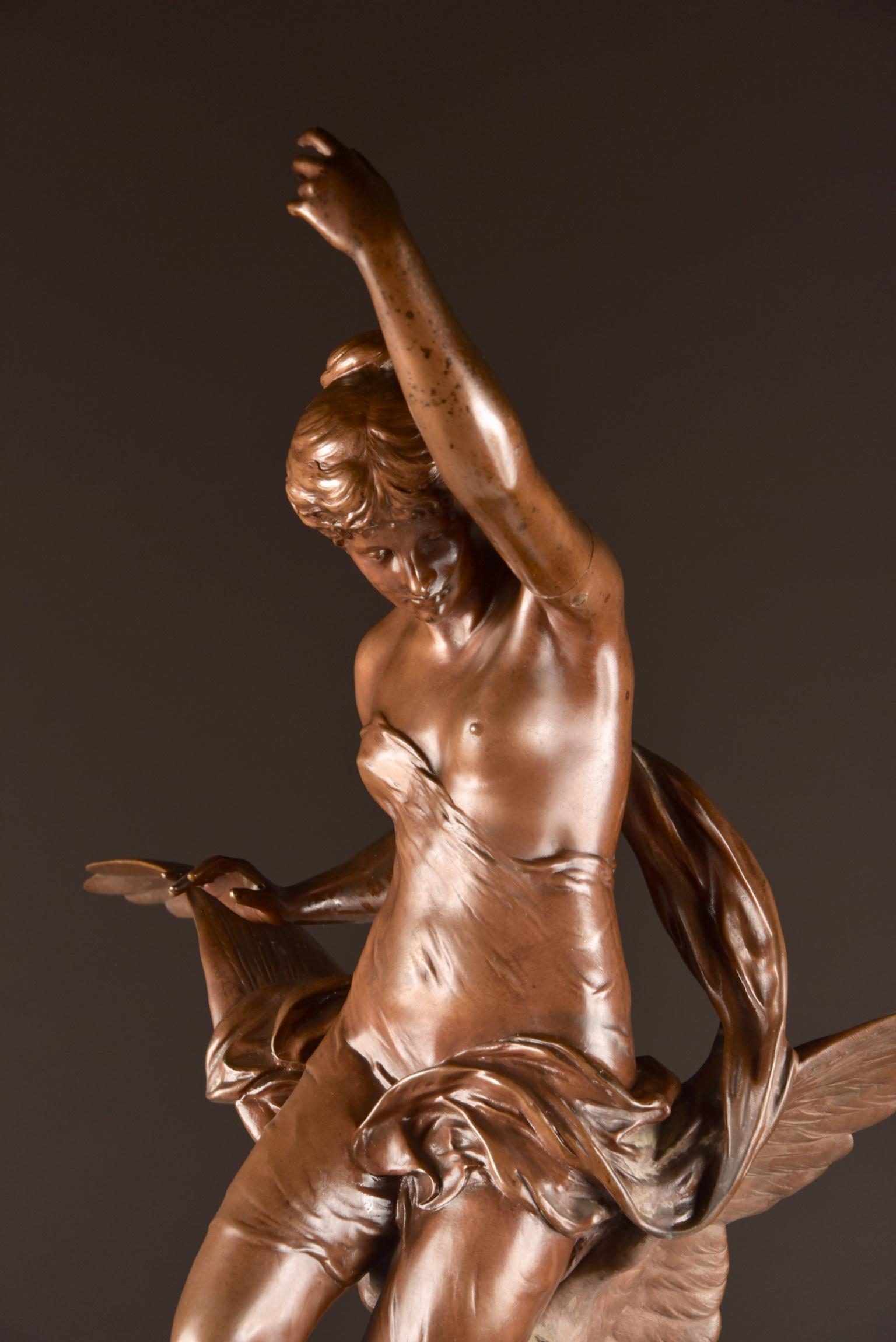 Mathurin Moreau, La Rosée, Large Statue of a Winged Female Figure 4