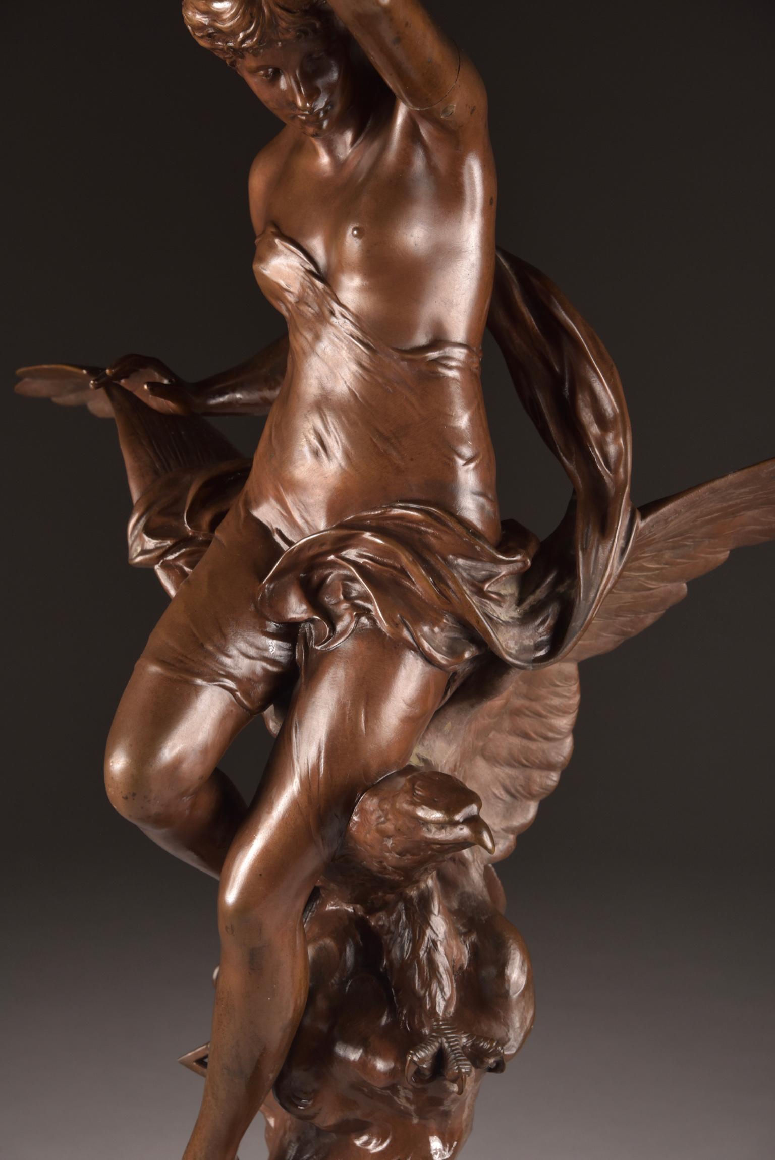 Mathurin Moreau, La Rosée, Large Statue of a Winged Female Figure 5