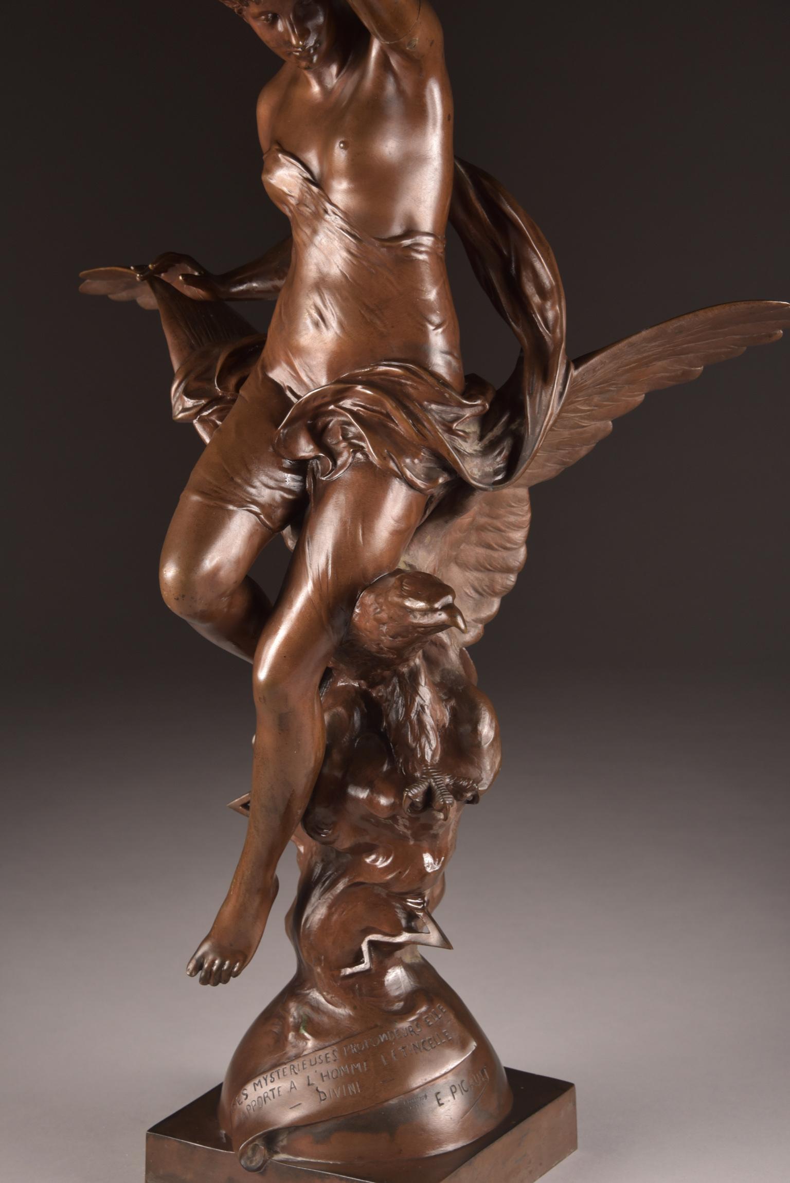 Mathurin Moreau, La Rosée, Large Statue of a Winged Female Figure 6