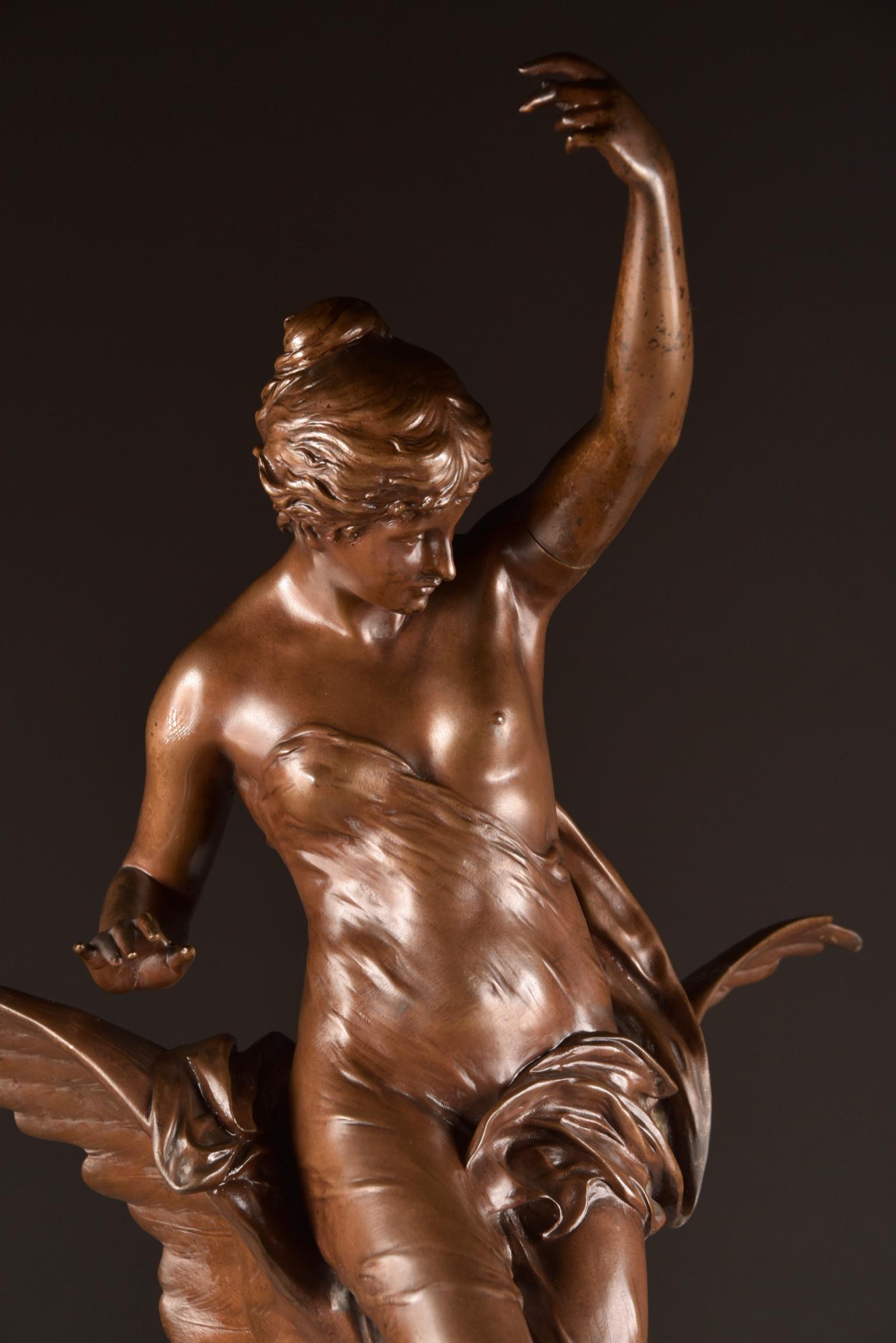 Mathurin Moreau, La Rosée, Large Statue of a Winged Female Figure 3