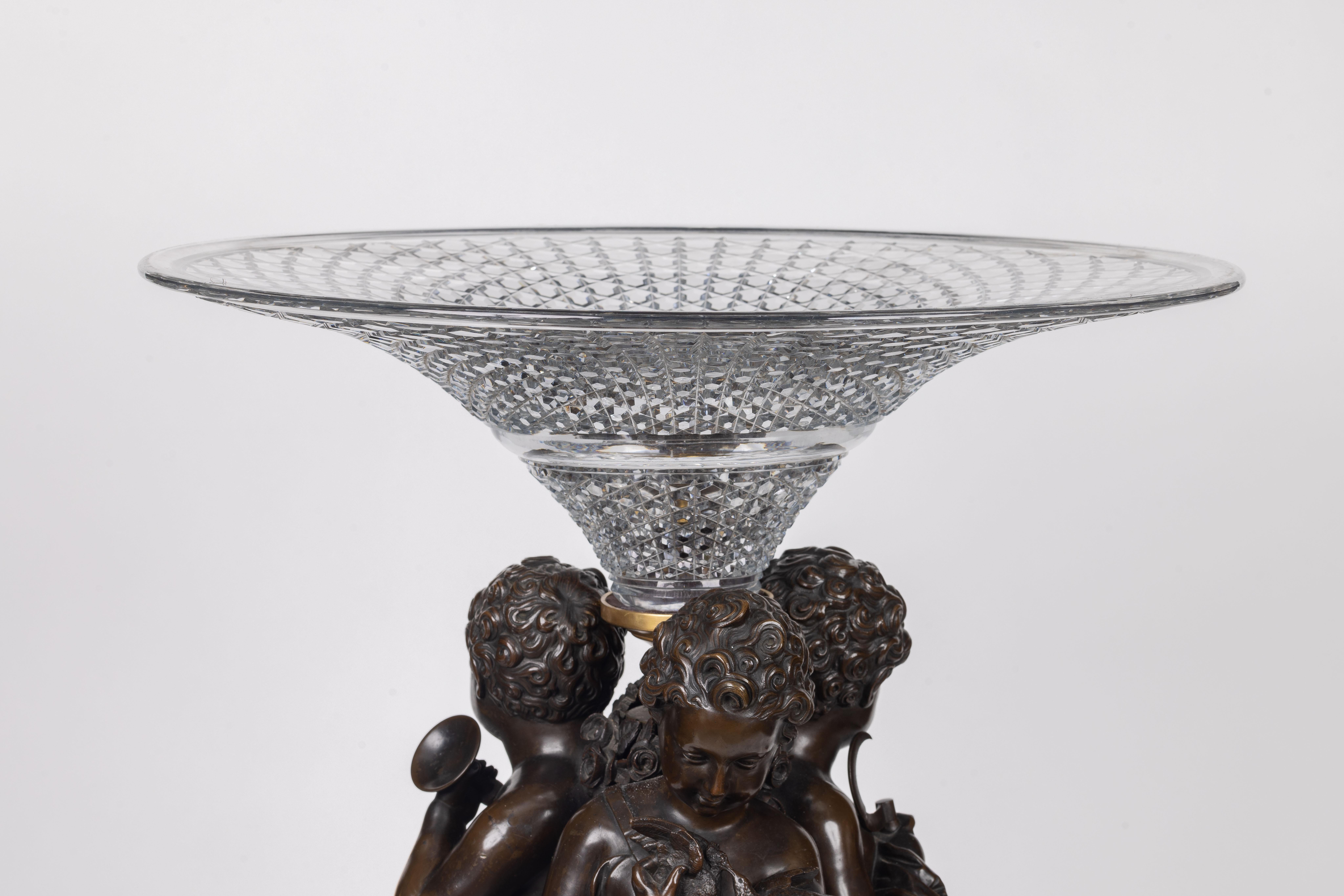 Mathurin Moreau, A Monumental French Bronze and Crystal Figural Centerpiece For Sale 12