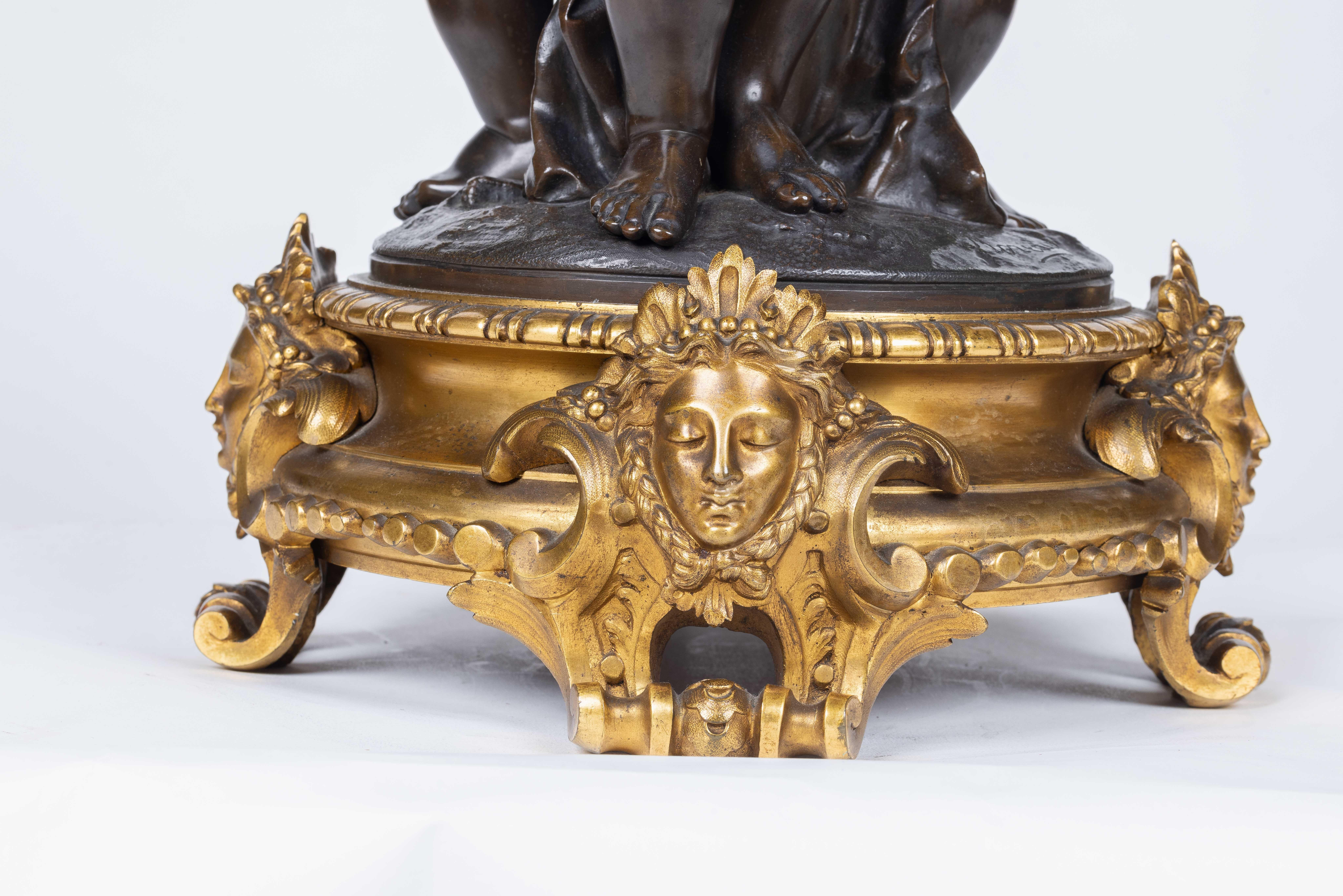Mathurin Moreau, A Monumental French Bronze and Crystal Figural Centerpiece For Sale 3