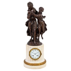Mathurin Moreau Bronze & Marble Figural Clock