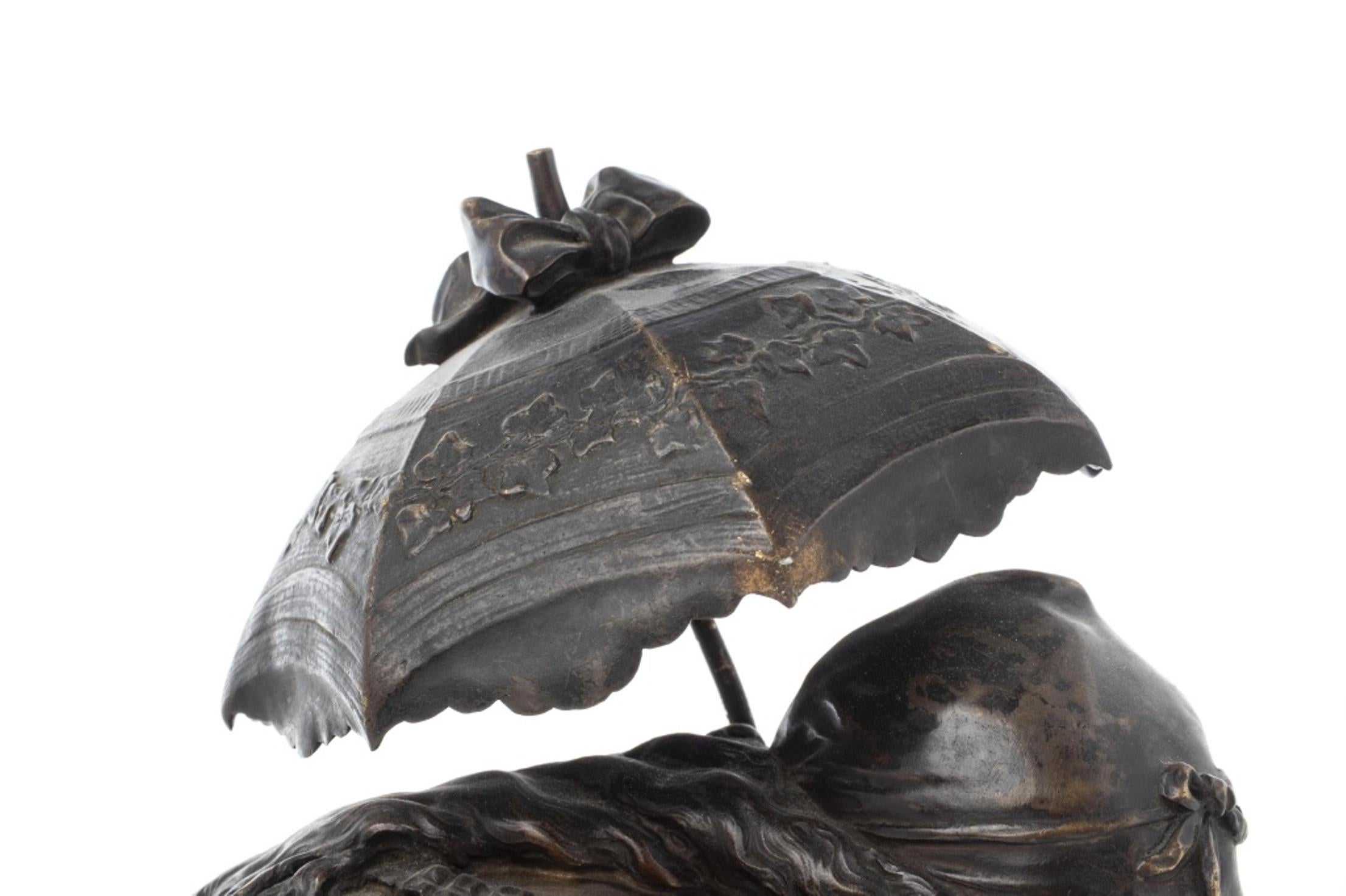Bronze Sculpture en bronze « Fille avec parapluie » de Mathurin Moreau en vente