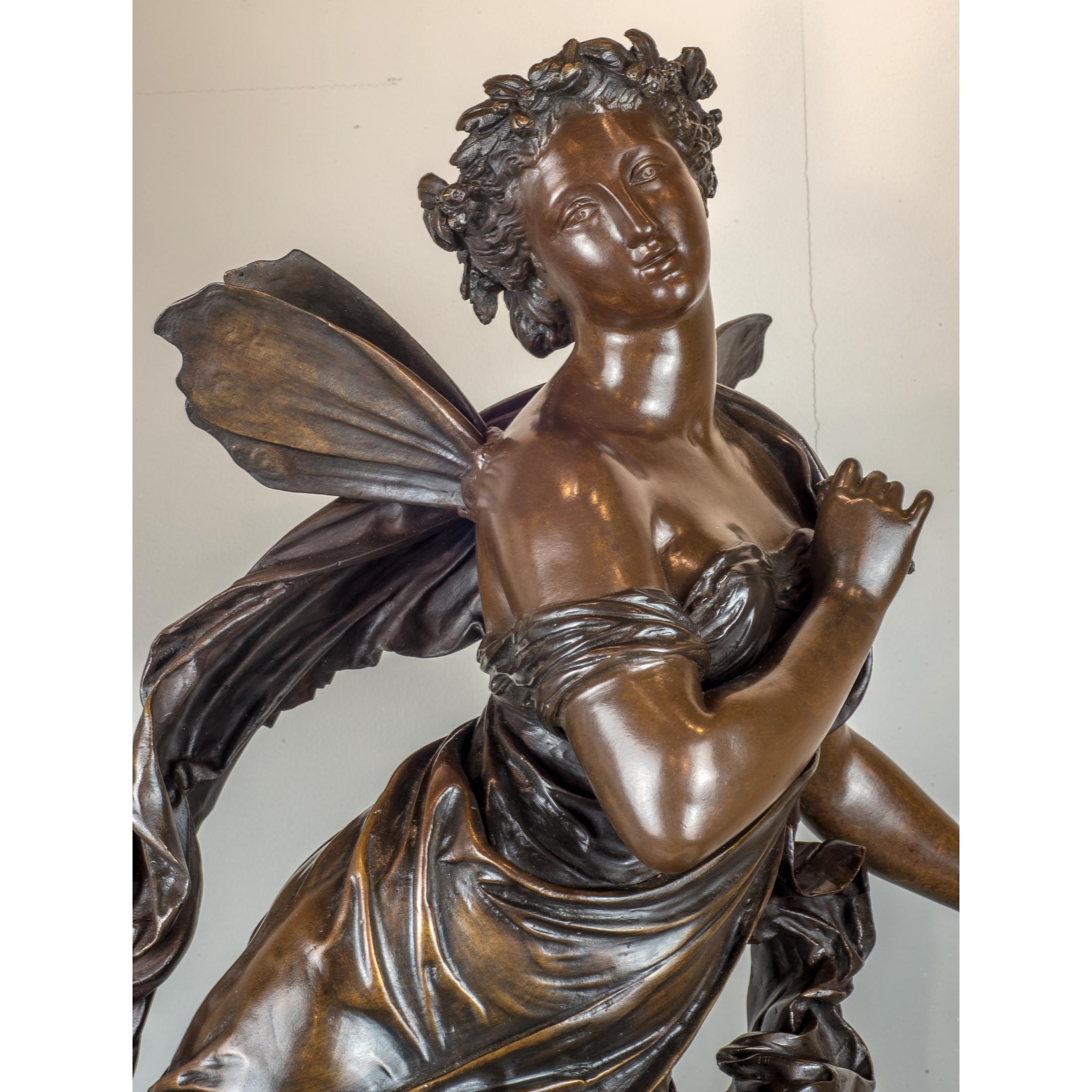 Mathurin Moreau Patinated Bronze Group of Angel and Cherub In Good Condition For Sale In New York, NY