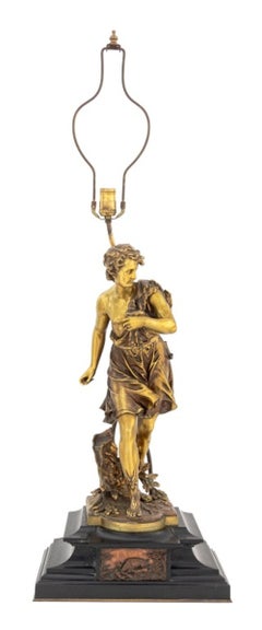 Mathurin Moreau "Return from the Hunt" Bronze Lamp
