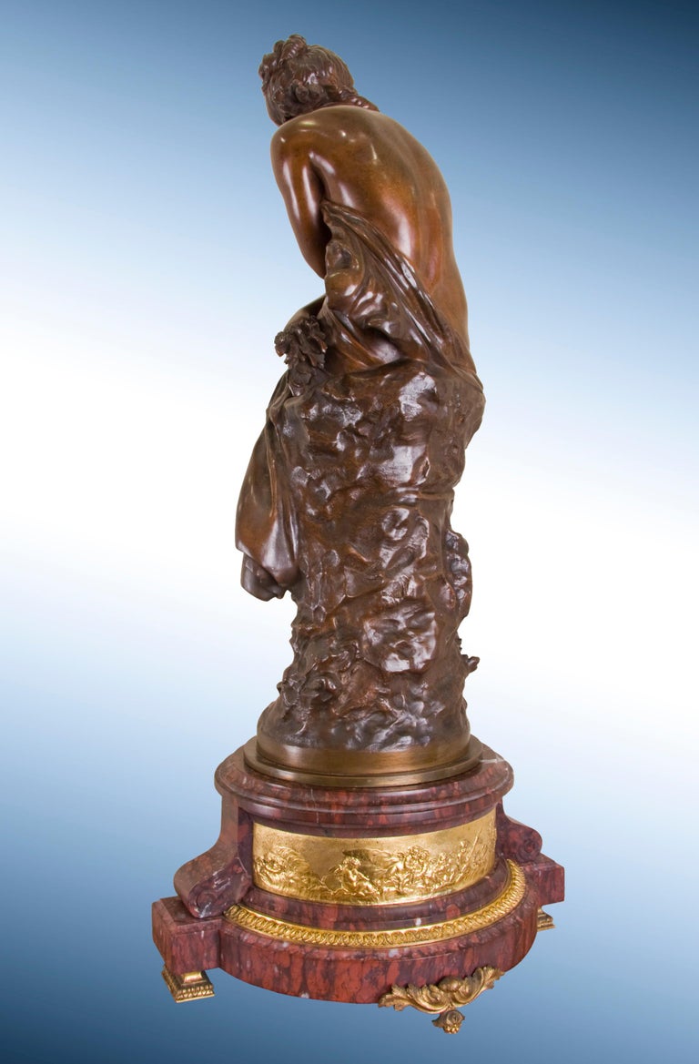 Mathurin Moreau 19th Century sculpture of seated Female Nymph in
