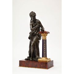 Exquisite French Bronze, Rouge Marble, and Sèvres Style Porcelain Sculpture