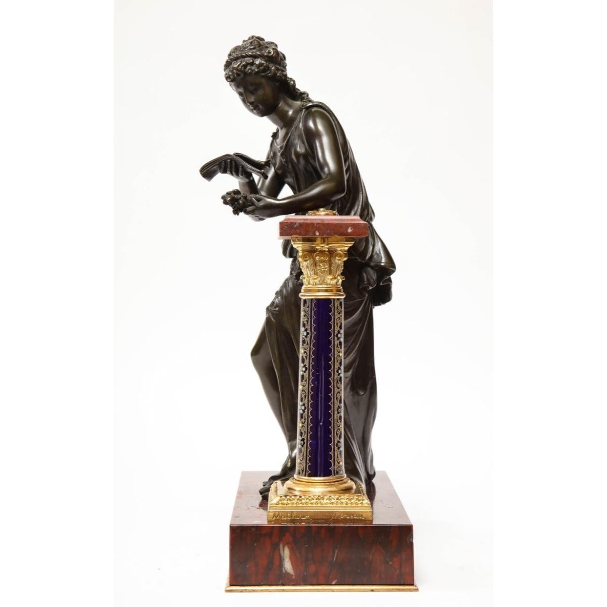 Exquisite French Bronze, Rouge Marble, and Sèvres Style Porcelain Sculpture 1