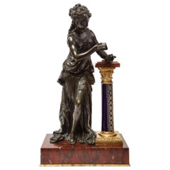 Exquisite French Bronze, Rouge Marble, and Sèvres Style Porcelain Sculpture