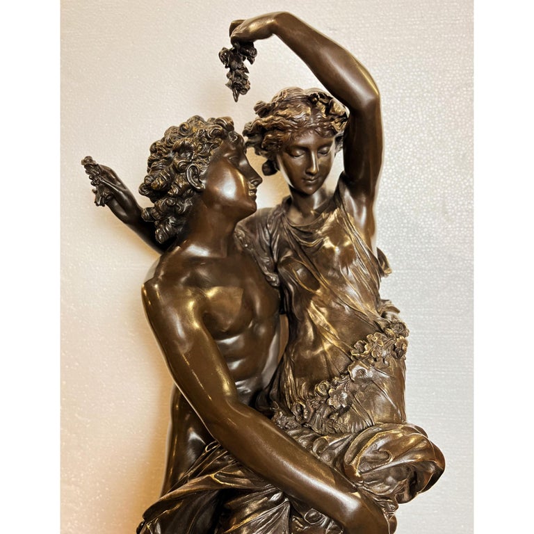 Fine Patinated bronze Flore et Zephyr Statue by Mathurin Moreau  For Sale 1