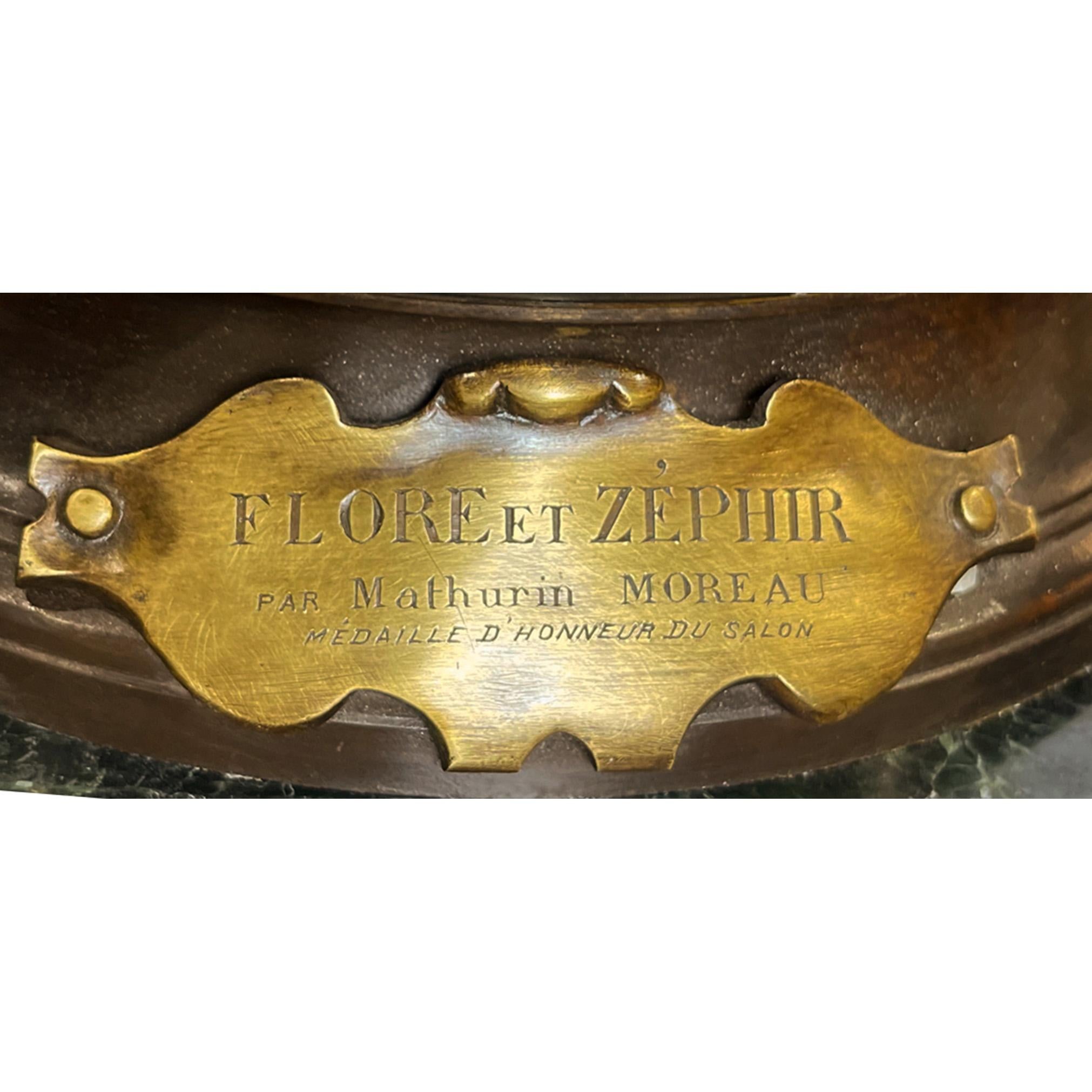 Fine Patinated bronze Flore et Zephyr Statue by Mathurin Moreau  For Sale 2