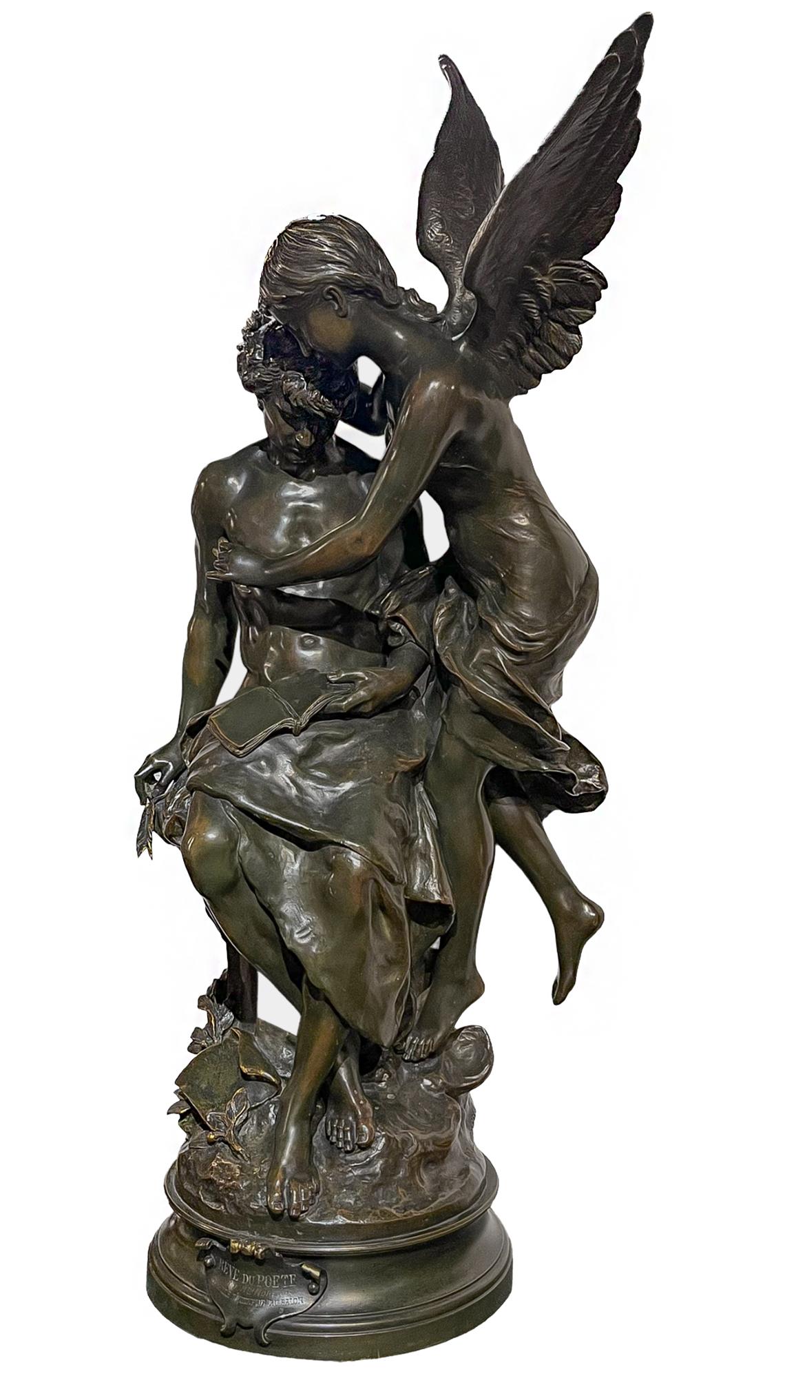 Le Rêve du Poète - Figurative Sculpture Oro di Mathurin Moreau