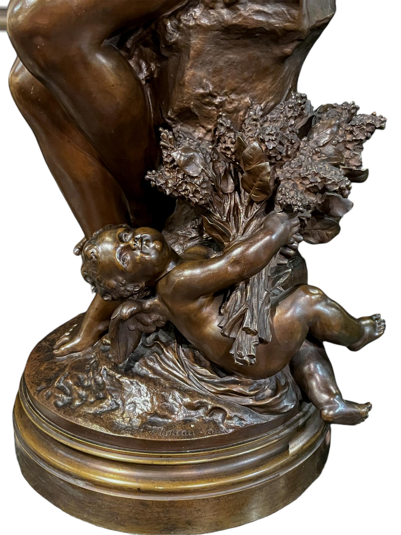 Mathurin Moreau (1822-1912) Figural Bronze statue of The Allegory of Spring For Sale 10