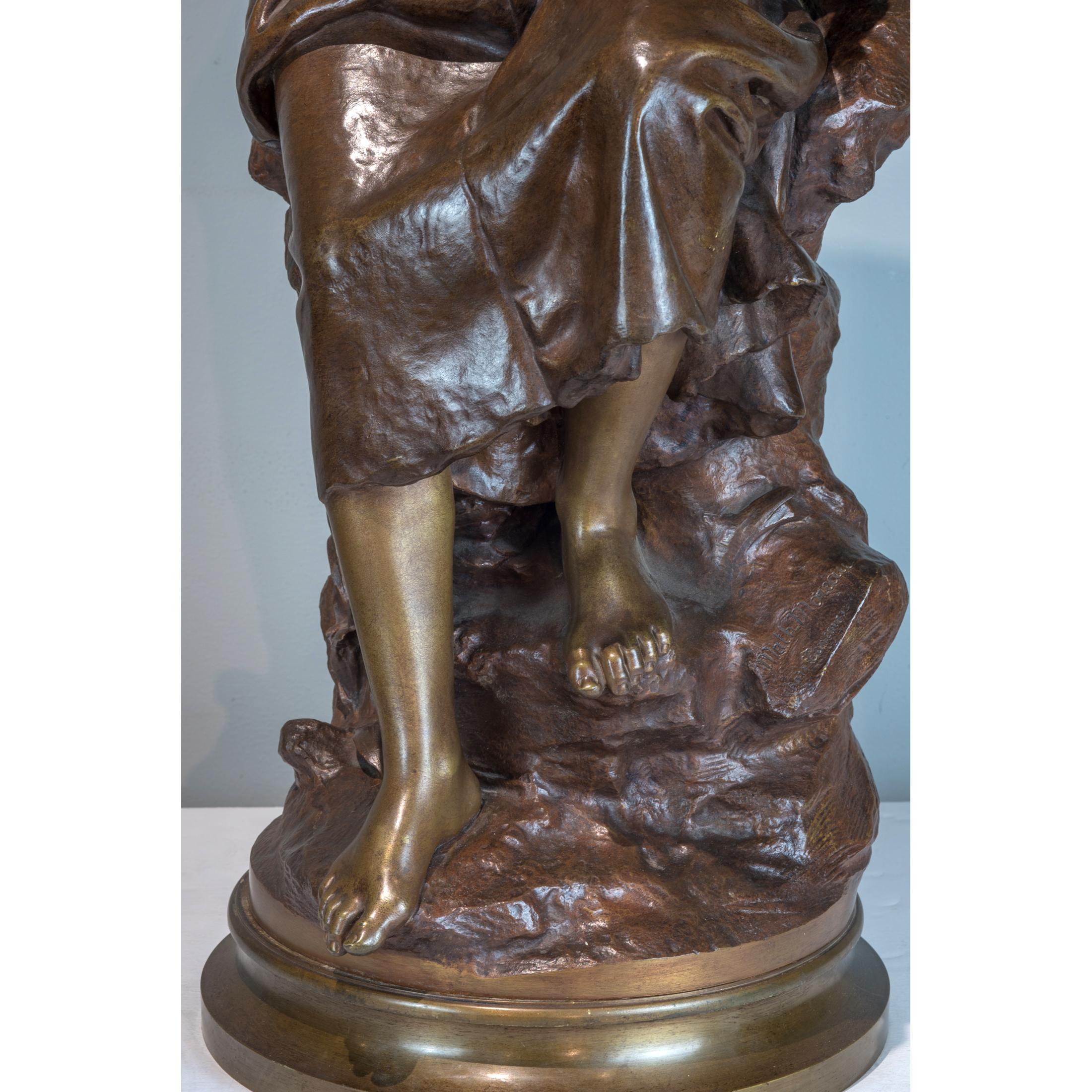 Mathurin Moreau Bronze Mother and Child Statue  For Sale 4