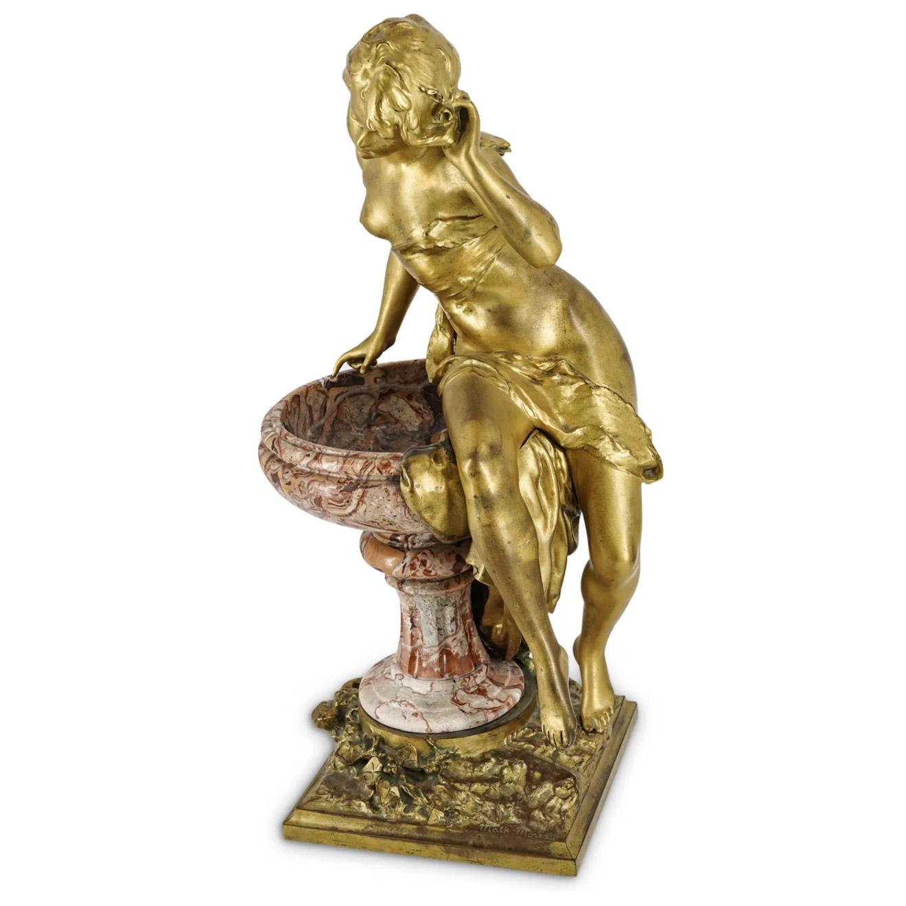 Mathurin Moreau: Skulptur „La Source“ aus Bronze und Breccia Pernice-Marmor im Angebot 1