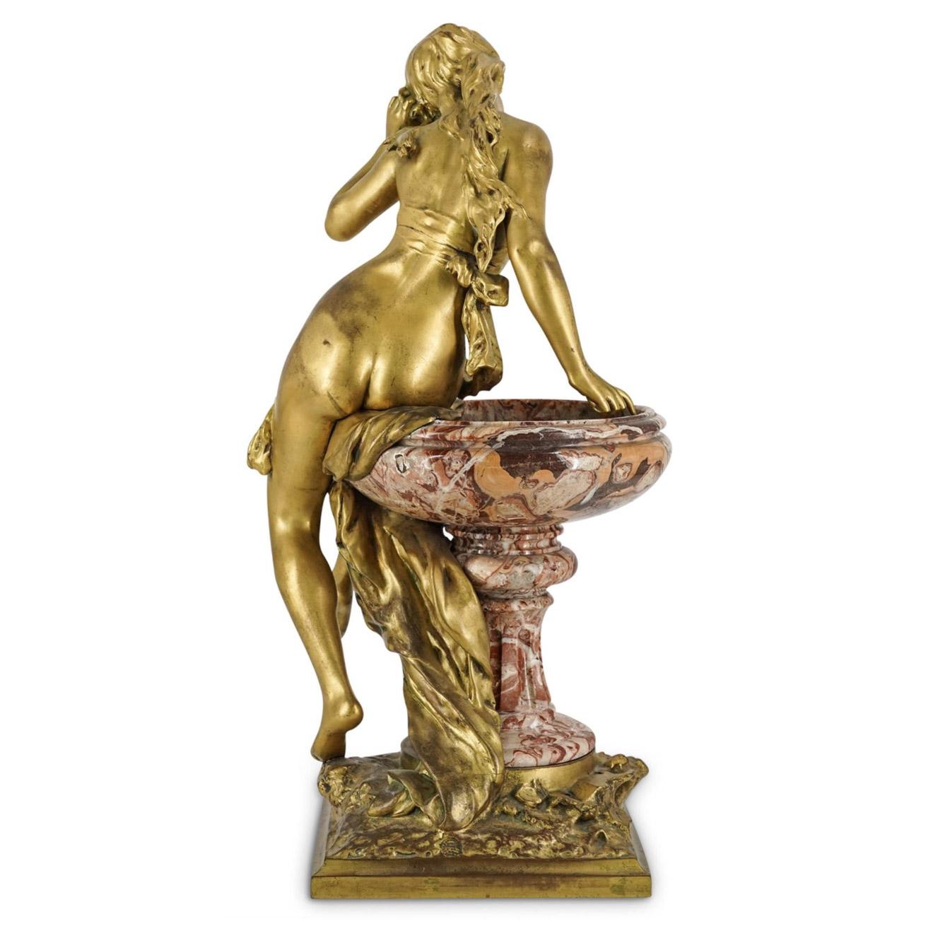 Mathurin Moreau: Skulptur „La Source“ aus Bronze und Breccia Pernice-Marmor im Angebot 2