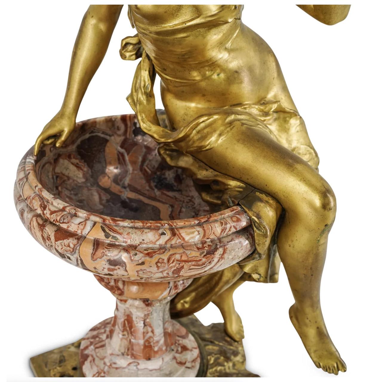Mathurin Moreau: Skulptur „La Source“ aus Bronze und Breccia Pernice-Marmor im Angebot 3