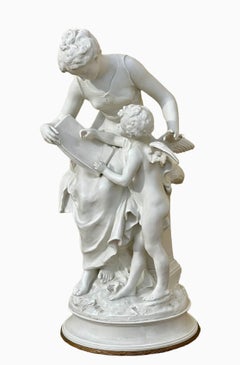 Mathurin MOREAU & Sèvres - Biscuit, Jeune femme et Putti