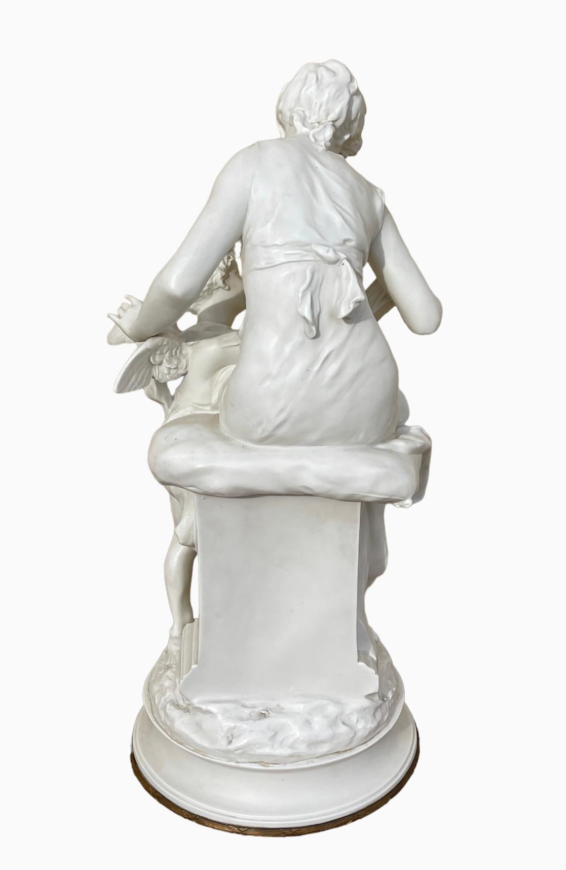 Porcelain Mathurin MOREAU & SÈVRES - Biscuit, Young Woman and Putti For Sale