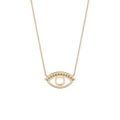 Evil Eye Traditional Greek Eye Pendant Necklace in 14Kt Yellow Gold Luky 