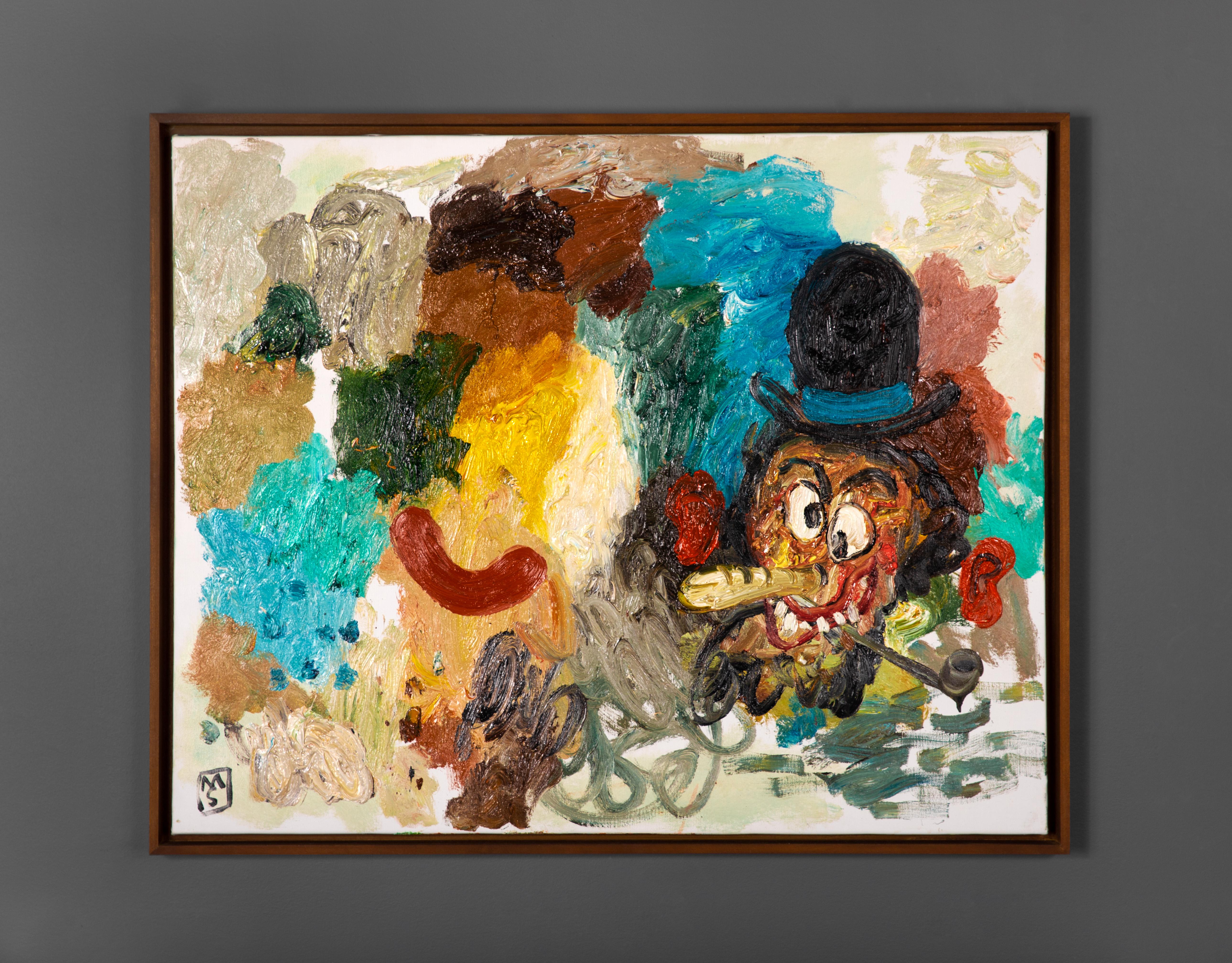 'Pintor Español Con Hambre' Post-Impressionist Oil Painting, 2022 - Beige Abstract Painting by Matías Sánchez