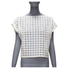 MATICEVSKI 2016 Cortes Box crème coton broderie manches capuchon sheer top AUS6 S