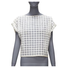 MATICEVSKI 2016 Cortes Box cream cotton embroidery cap sleeves sheer top AUS6 S