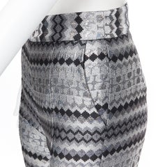 MATICEVSKI 2016 Fractured Pants silver lurex geometric jacquard crop pants 26"