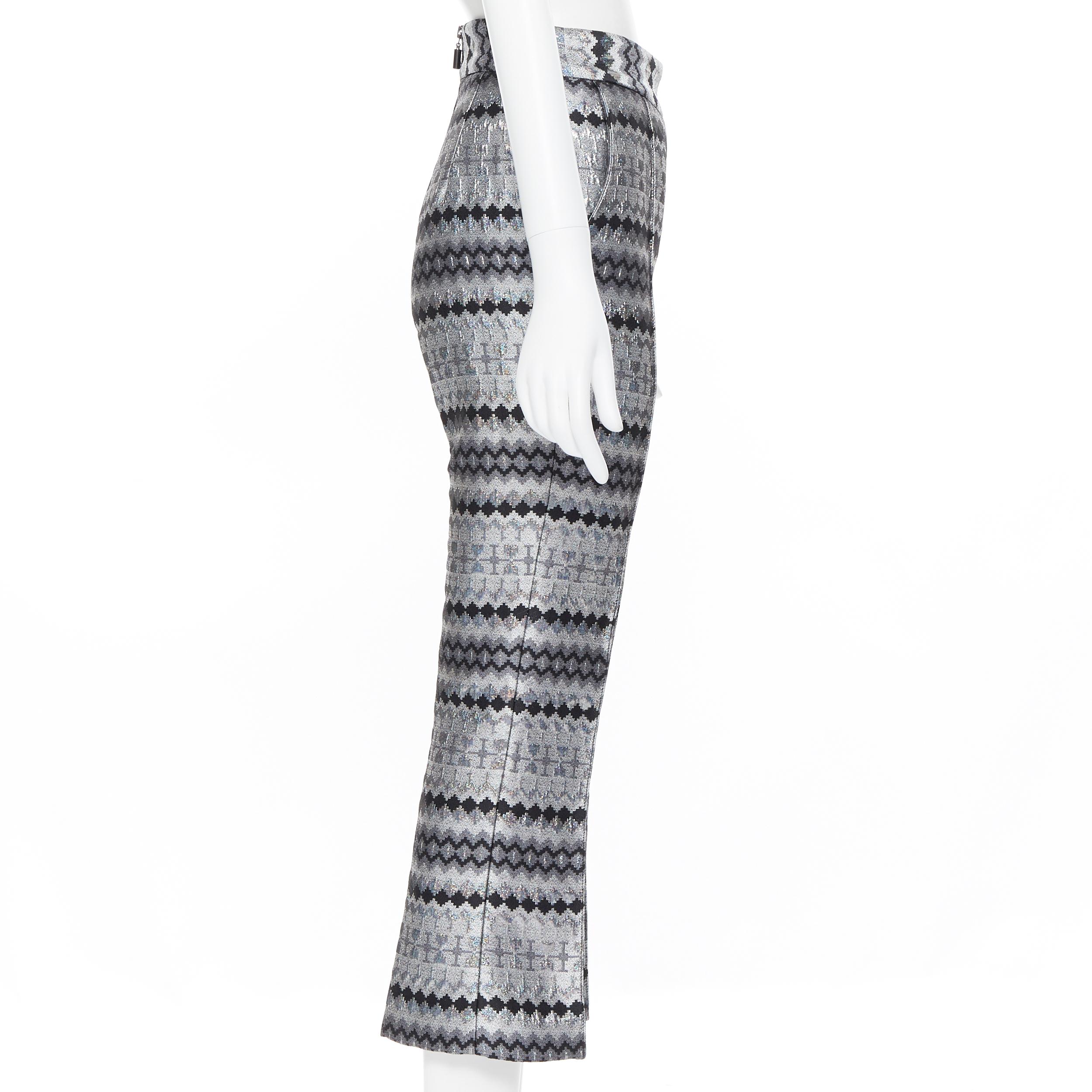 Women's MATICEVSKI 2016 Fractured Pants silver lurex geometric jacquard crop pants 26