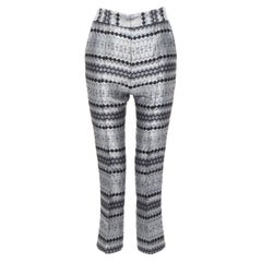 MATICEVSKI 2016 Fractured Pants silver lurex geometric jacquard crop pants 26"