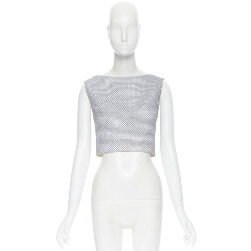 Gray MATICEVSKI 2016 Petal Bodice honeycomb textured sleeveless crop top AU8 XS For Sale