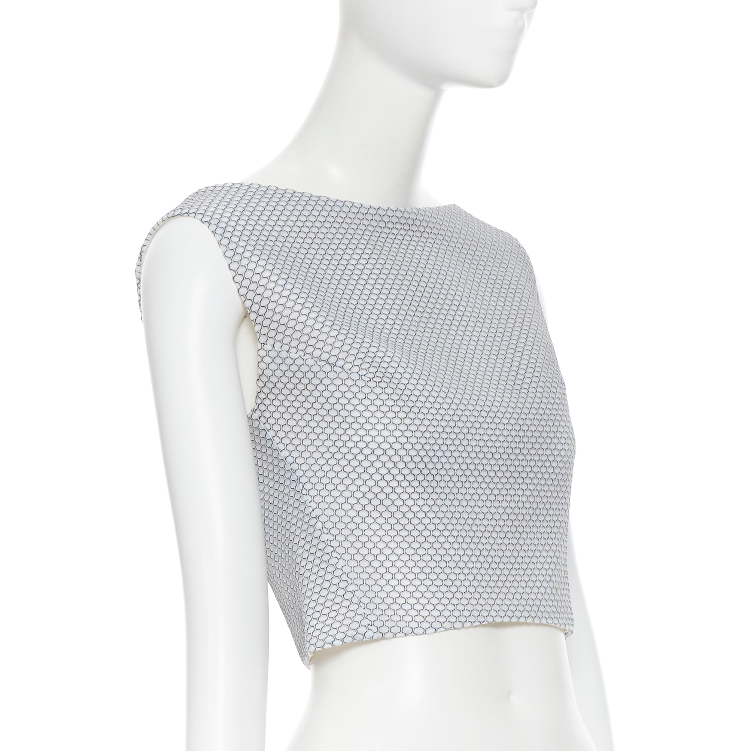 MATICEVSKI 2016 Petal Bodice honeycomb textured sleeveless crop top AU8 XS In Good Condition For Sale In Hong Kong, NT