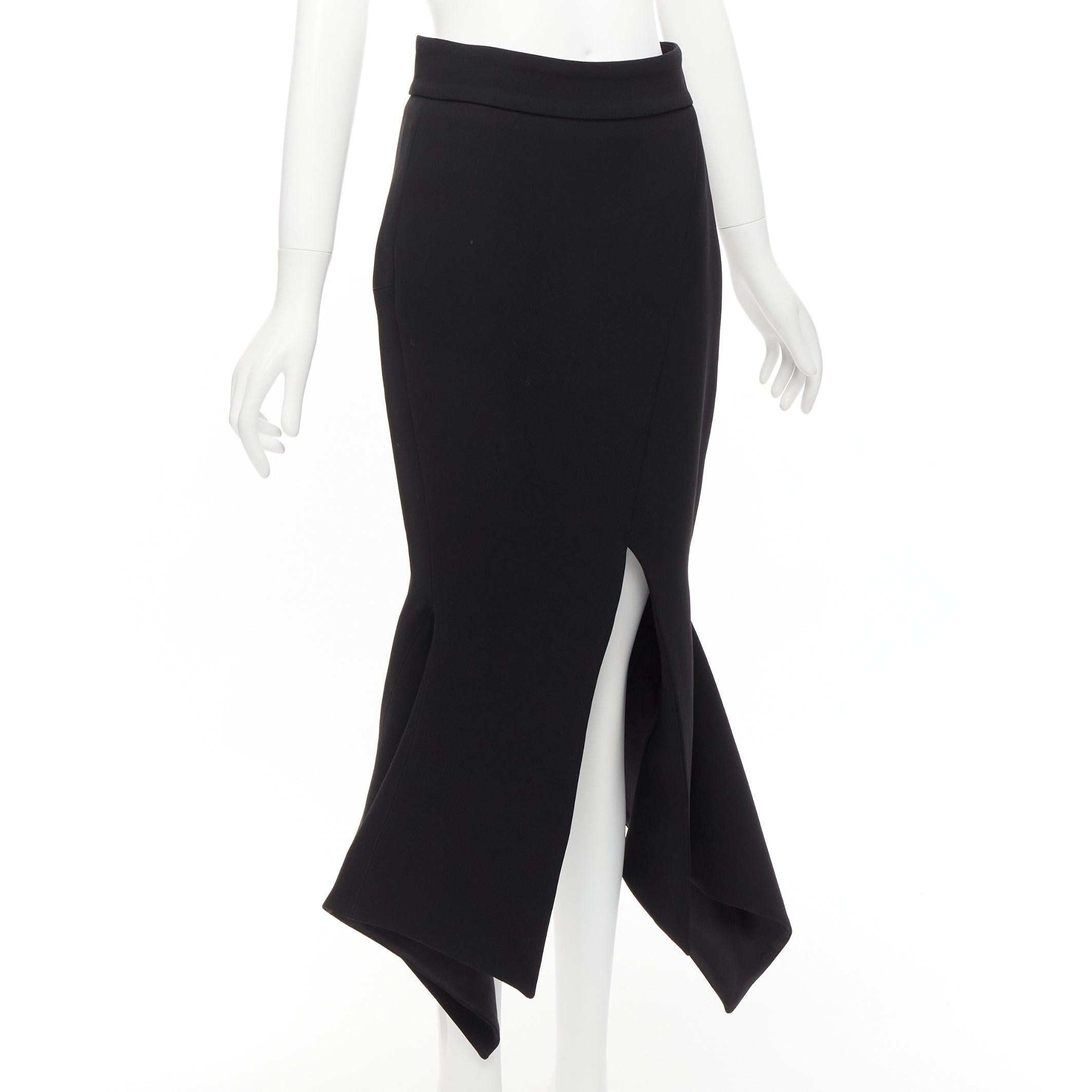 Black MATICEVSKI 2016 Predator black front slit flare flute flaered skirt AU10 L For Sale