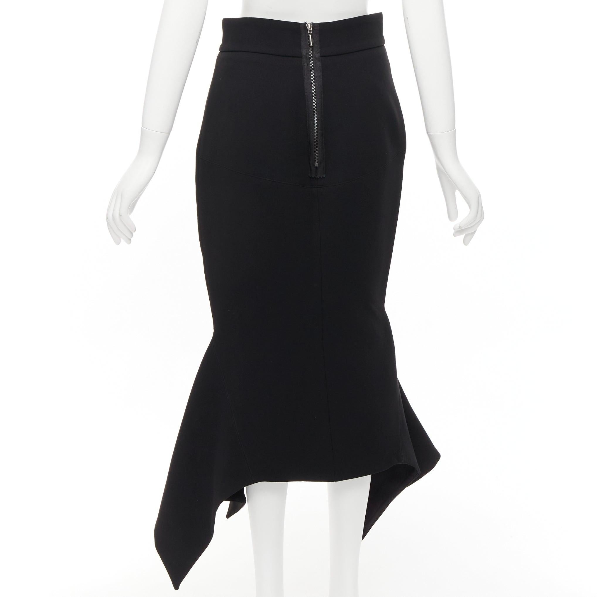 Women's MATICEVSKI 2016 Predator black minimal front slit flare flute skirt AU10 L For Sale