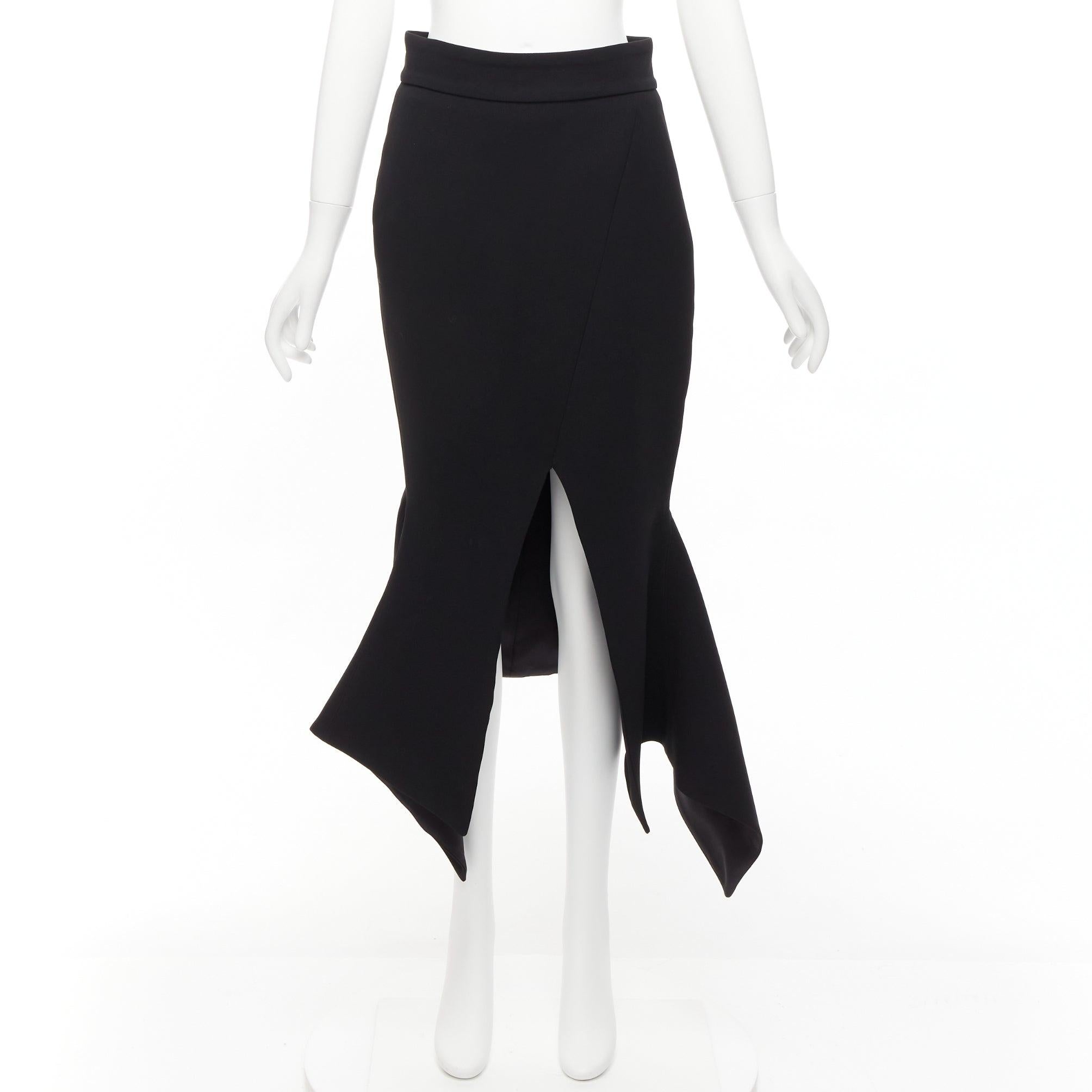 MATICEVSKI 2016 Predator black minimal front slit flare flute skirt AU10 L For Sale 5