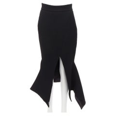 MATICEVSKI 2016 Predator black minimal front slit flare flute skirt AU10 L