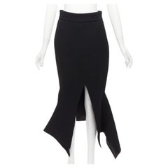 MATICEVSKI 2016 Predator black minimal front slit flare flute skirt AU10 L