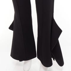 MATICEVSKI 2016 Primal black front pleat side ruffles flare leg pants AUS10 M