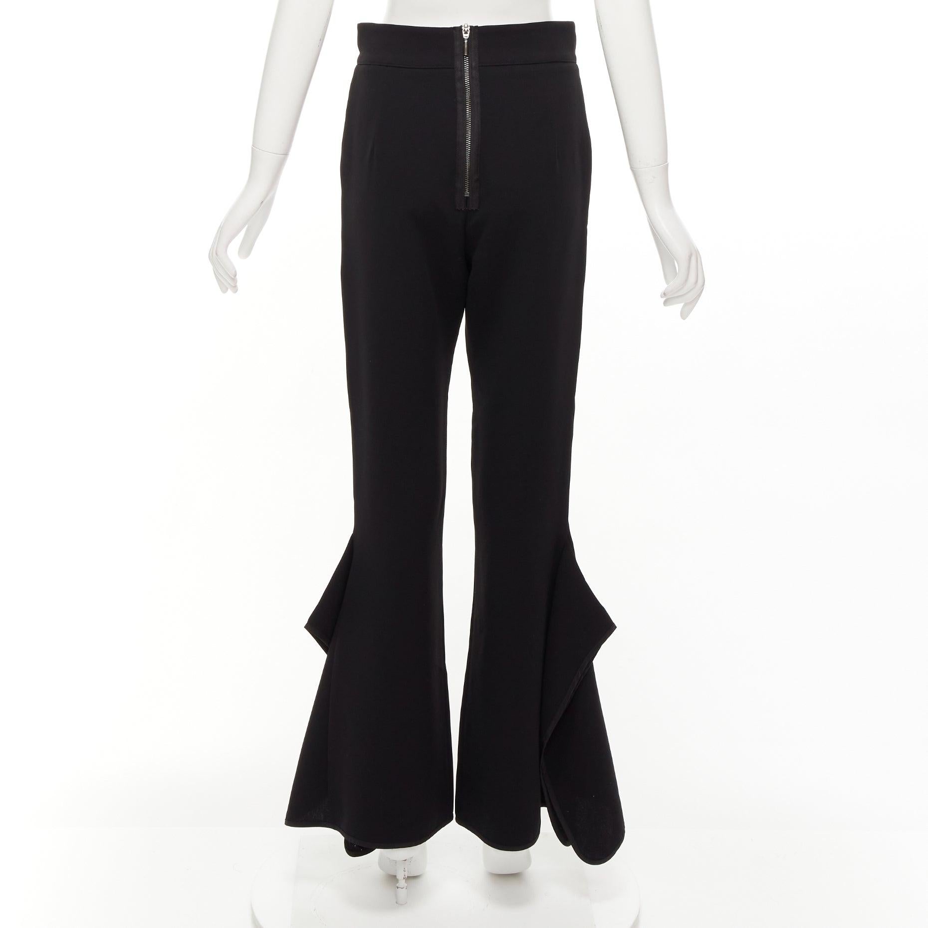 MATICEVSKI 2016 Primal black front pleat side ruffles flare leg pants AUS10 M In Excellent Condition For Sale In Hong Kong, NT
