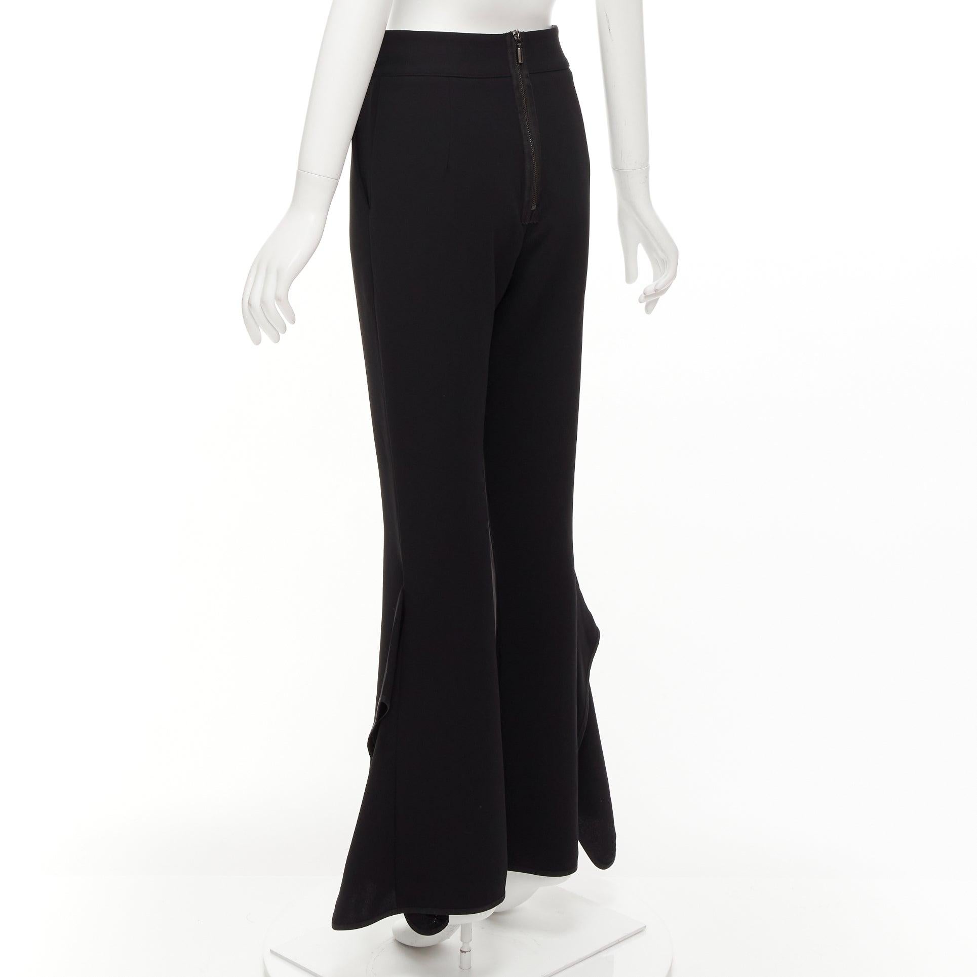 Women's MATICEVSKI 2016 Primal black front pleat side ruffles flare leg pants AUS10 M For Sale