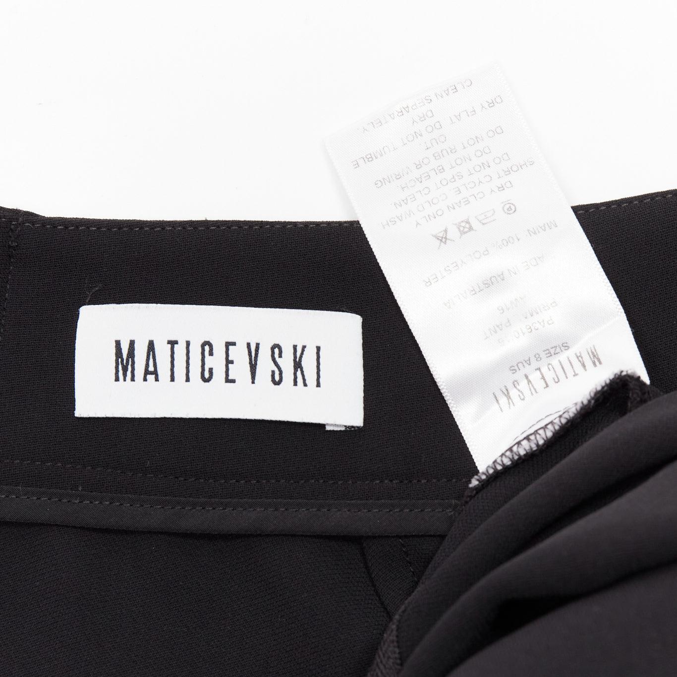 MATICEVSKI 2016 Primal black front pleat side ruffles flare leg pants AUS10 M For Sale 2