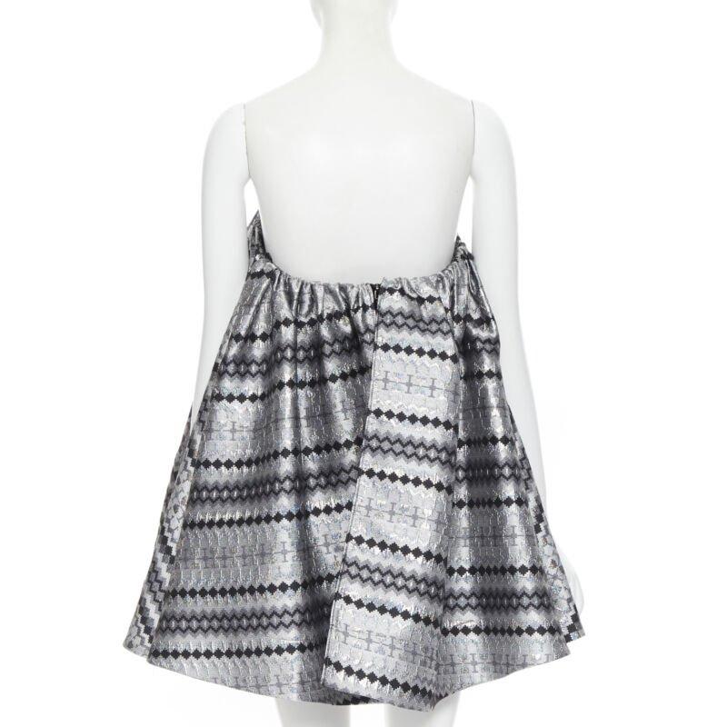 Women's MATICEVSKI 2016 Profound metallic silver lurex jacquard flared strapless top XS For Sale