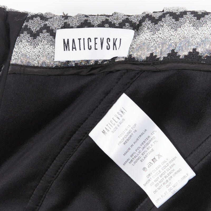 MATICEVSKI 2016 Profound metallic silver lurex jacquard flared strapless top XS For Sale 3