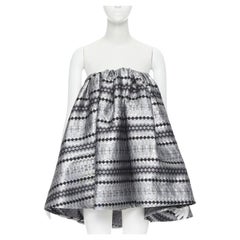 MATICEVSKI 2016 Profond jacquard lurex argent métallique évasé bustier XS