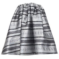 MATICEVSKI 2016 Profound Top silver lurex jacquard flared strapless top XS