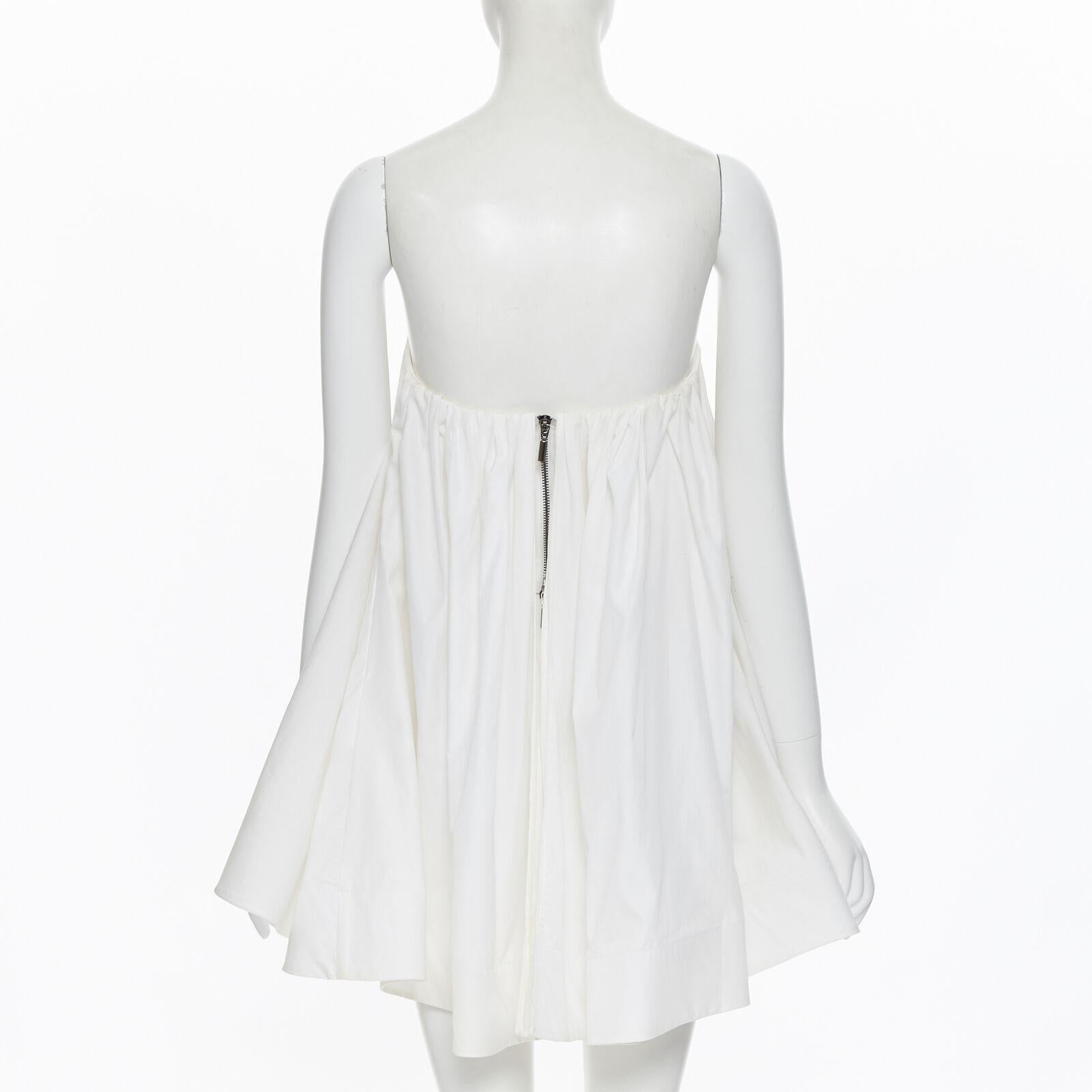 MATICEVSKI 2016 Profound Top white cotton boned corset strapless flared top XS For Sale 2