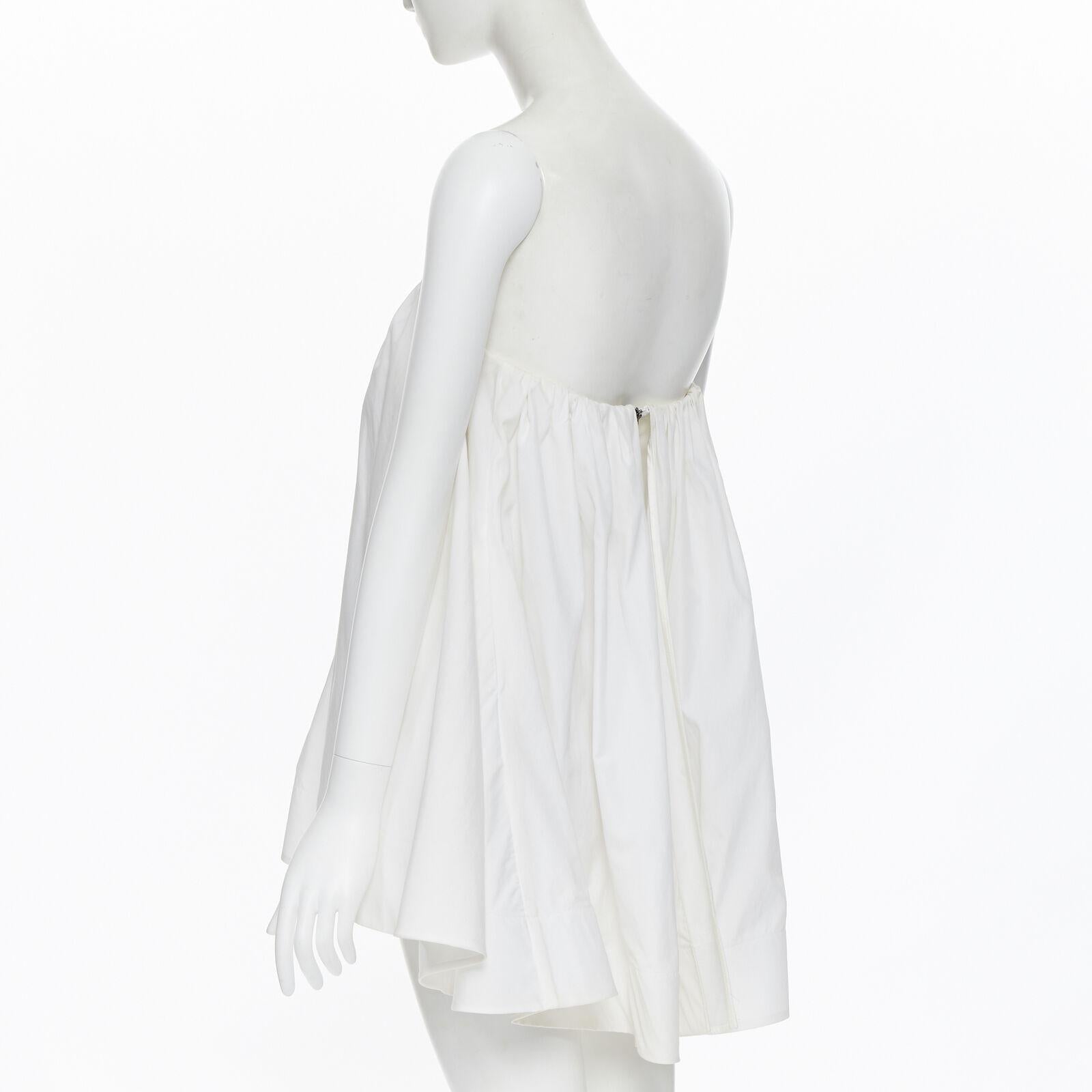 MATICEVSKI 2016 Profound Top white cotton boned corset strapless flared top XS For Sale 3